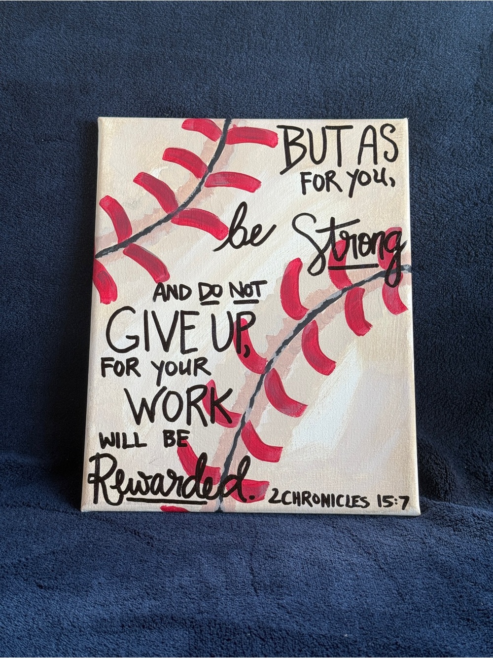 Be Strong Red Baseball Stitch Wall Art Canvas